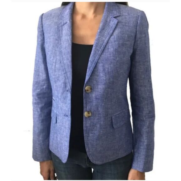 J Crew Linen Schoolboy Blazer Women’s Tailored Jacket Sz 8 - Picture 1 of 10